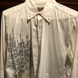 Vintage RED printed cotton shirt - great details L